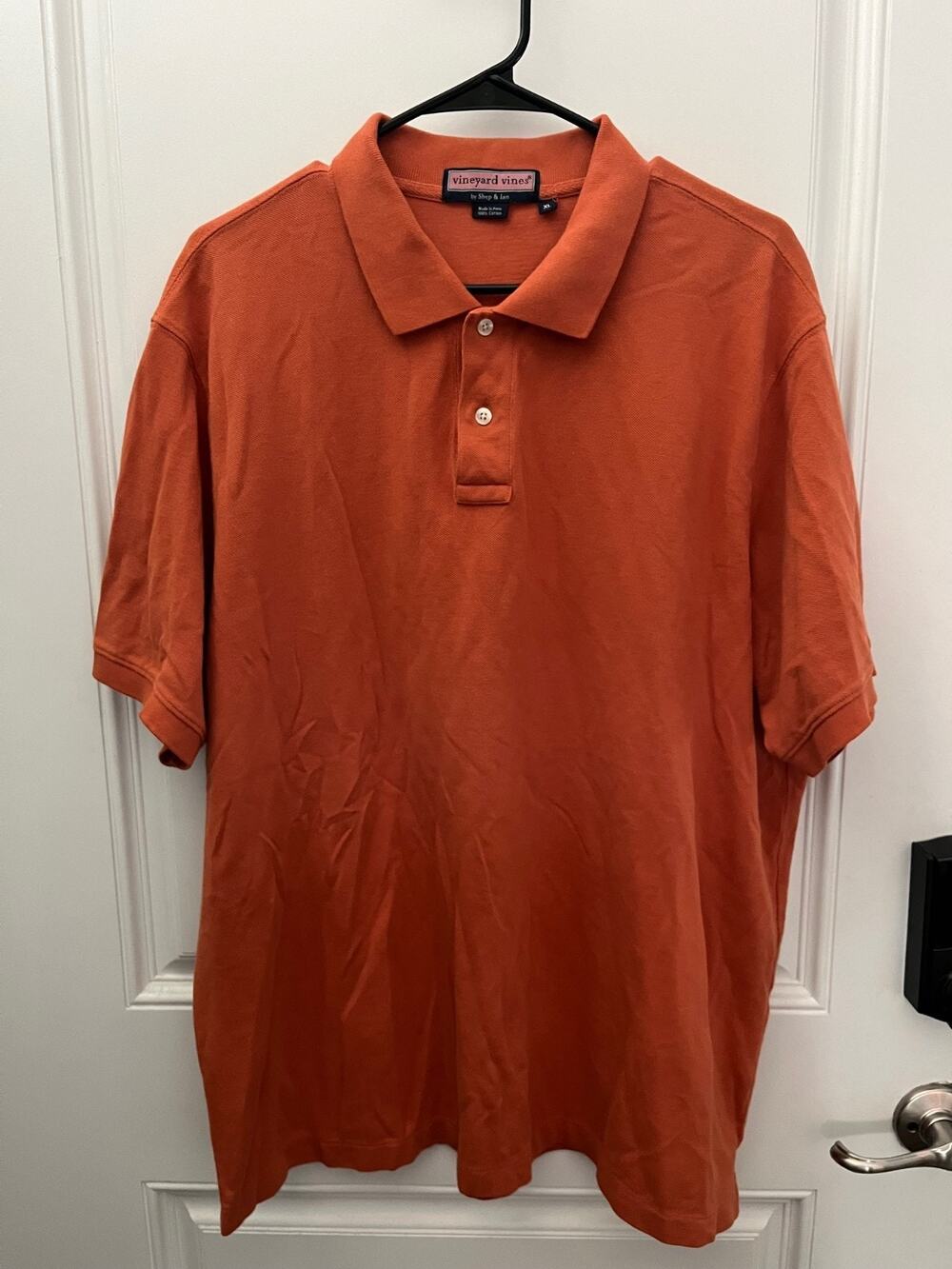 Vineyard Vines Men's Mesh Polo Shirt Orange 100% Cotton Size XL Made in Peru